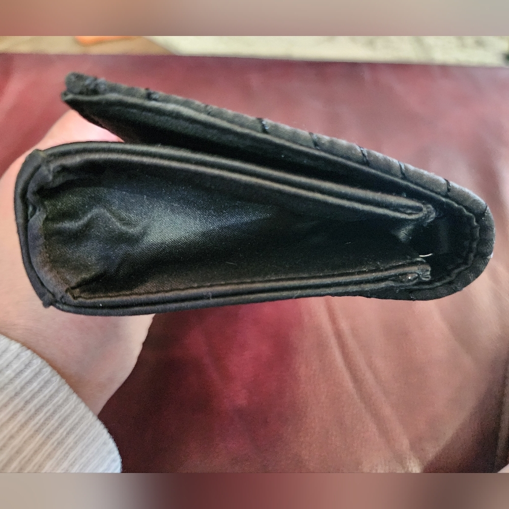 Neiman Marcus Black Satin Evening Bag Wristlet / Clutch - Picture 3 of 9